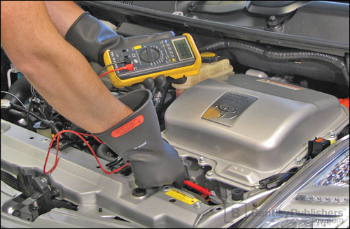 Safety first. Understand the potential dangers of the 500-volt electric powertrain.
Excerpted illustration from Toyota Prius
Repair and Maintenance Manual: 2004-2008 Chapter 3, Safety
(BentleyPublishers.com watermark not printed on actual product.)