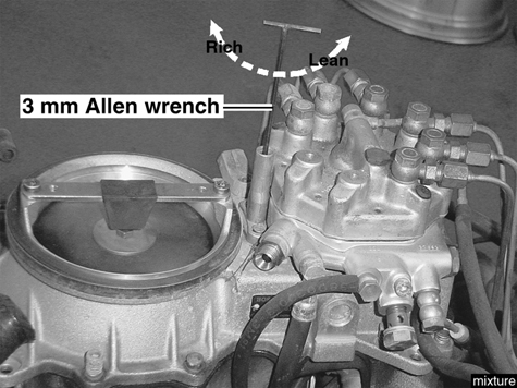 Idle mixture
Adjust idle mixture (%CO) with 3 mm Allen wrench. 
Turn screw clockwise to richen mixture.
Turn screw counterclockwise to lean mixture.
Adjust mixture with engine not running in order to avoid bending sensor plate arm.
Make small adjustments. Remove tool before starting engine. Raise engine speed a few times before rechecking mixture.
When finished, check sensor duty cycle using Bosch Hammer (Porsche tester 9288) at diagnostic plug.
Oxygen sensor
Duty cycle.....20% - 80%
25 CIS Fuel Injection
page 25-9